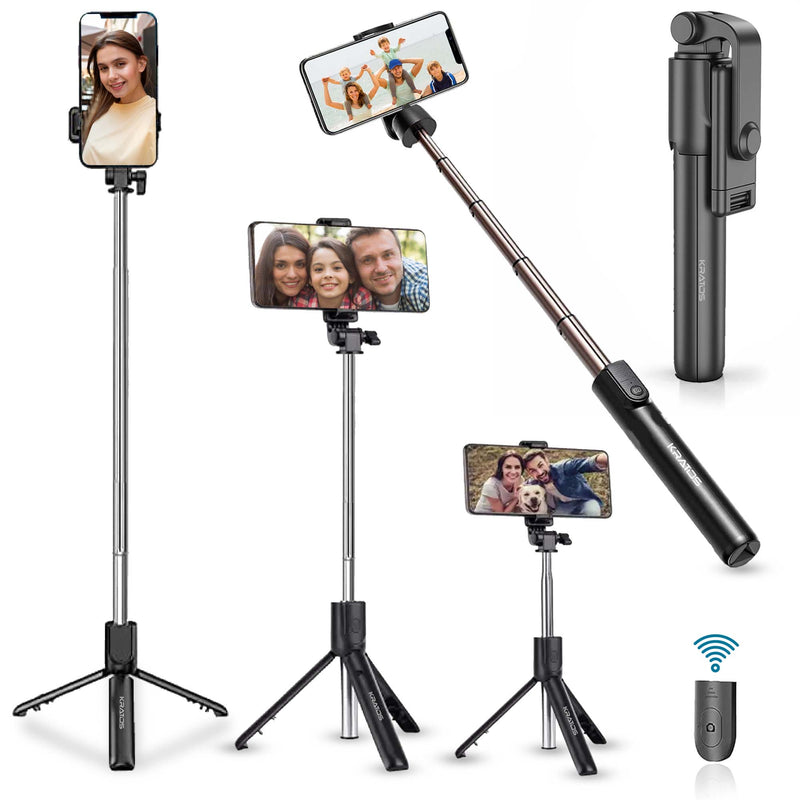 Kratos K1 Selfie Stick with Tripod Stand,Extendable Selfie Stick for Mobile Phone with Bluetooth Remote,3-in-1 Multifunctional Design for Redmi/Xiaomi/OnePlus/Samsung/Oppo/Vivo and All Phones