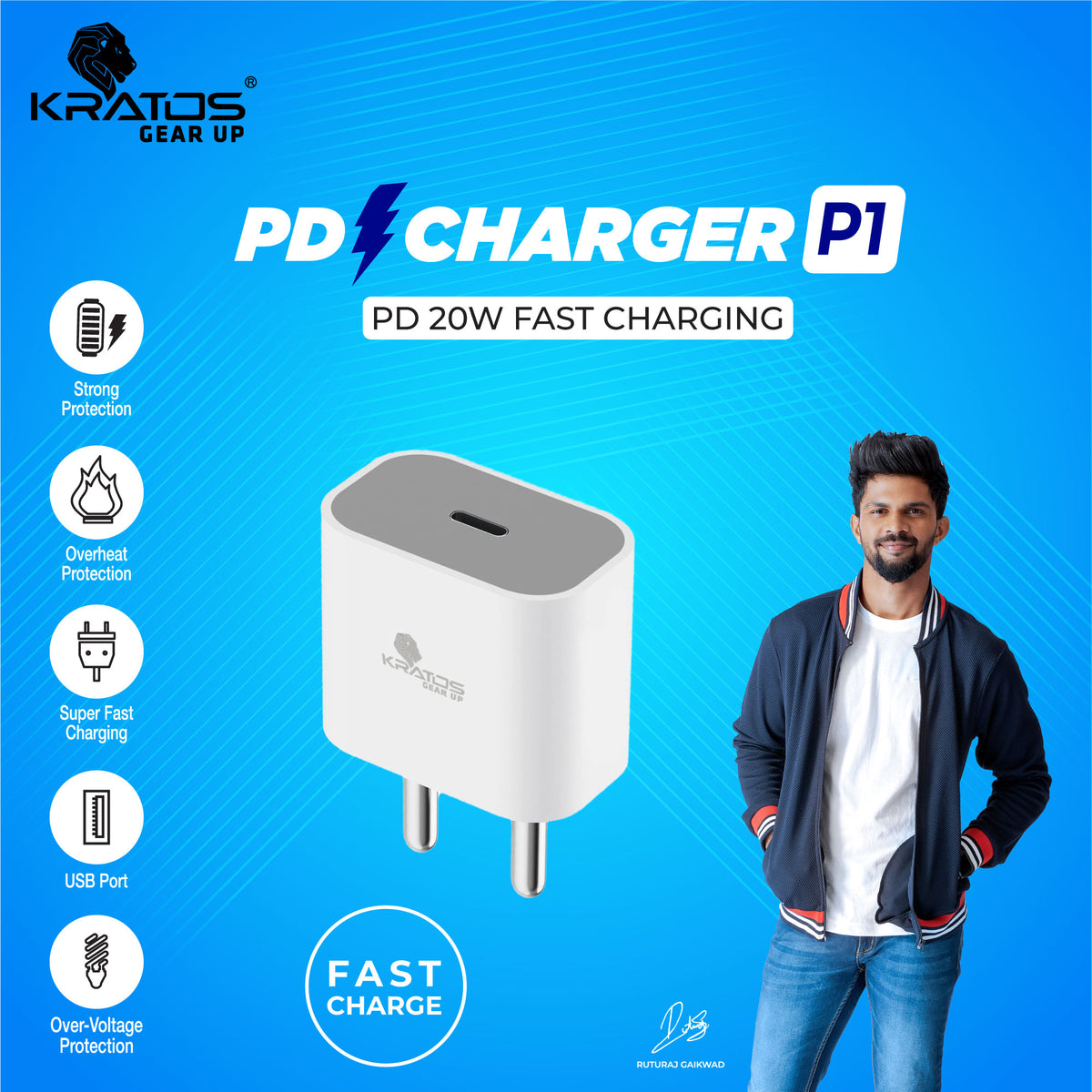 Kratos 20W Fast Charging Type C Charger