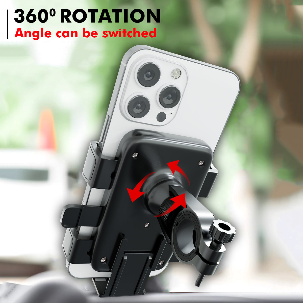 Kratos B4 Mobile Holder for Bike with One Click Locking, 360° Rotation, Secure Grip Design, Shock Proof Cushioning Pad Protection for Devices, Bike Mobile Holder for GPS Navigation Devices Support