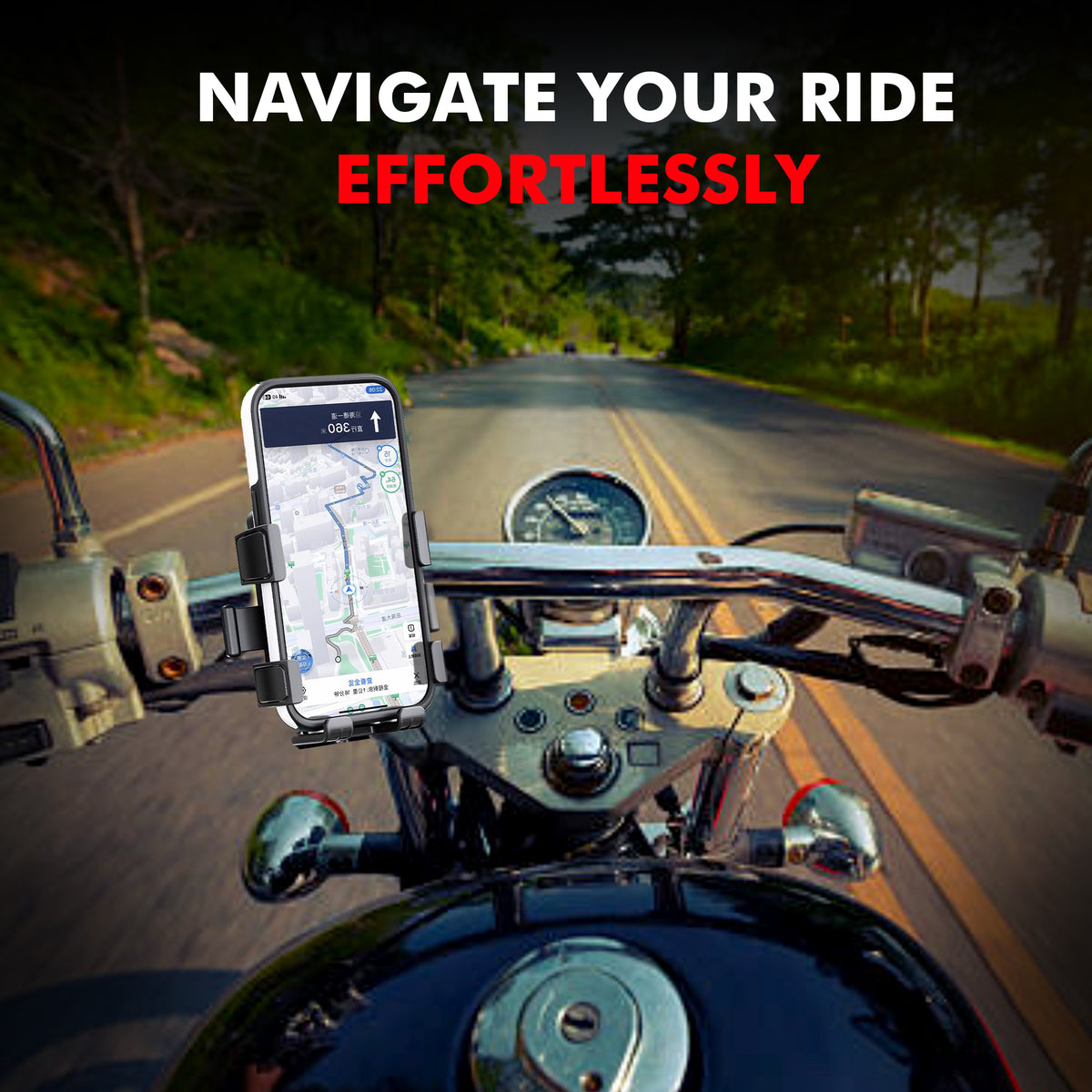 Kratos B4 Mobile Holder for Bike with One Click Locking, 360° Rotation, Secure Grip Design, Shock Proof Cushioning Pad Protection for Devices, Bike Mobile Holder for GPS Navigation Devices Support