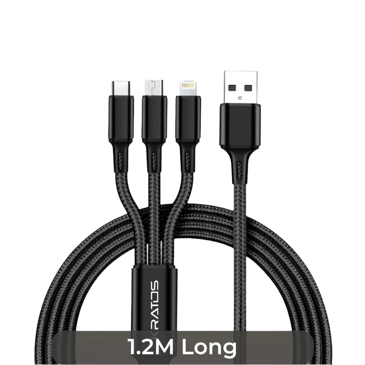 3 in 1 charging cable black