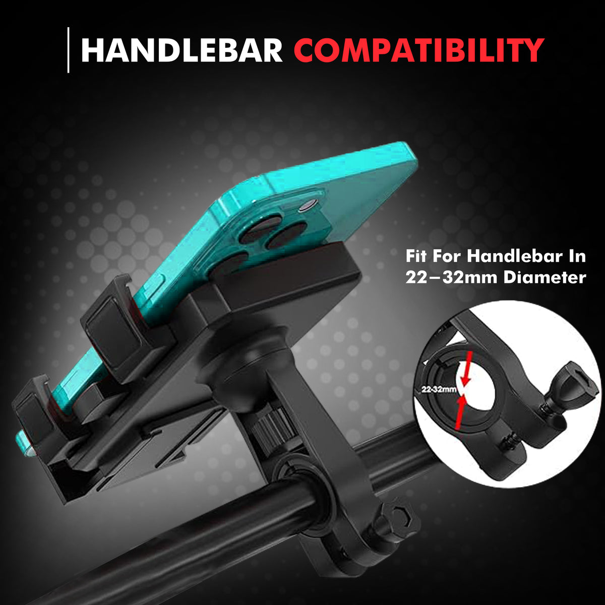 Kratos B4 Mobile Holder for Bike with One Click Locking, 360° Rotation, Secure Grip Design, Shock Proof Cushioning Pad Protection for Devices, Bike Mobile Holder for GPS Navigation Devices Support