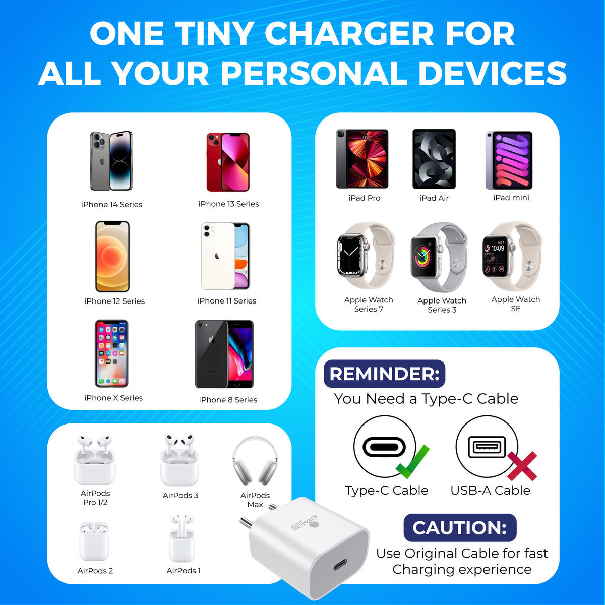 Kratos 20W Fast Charging Type C Charger