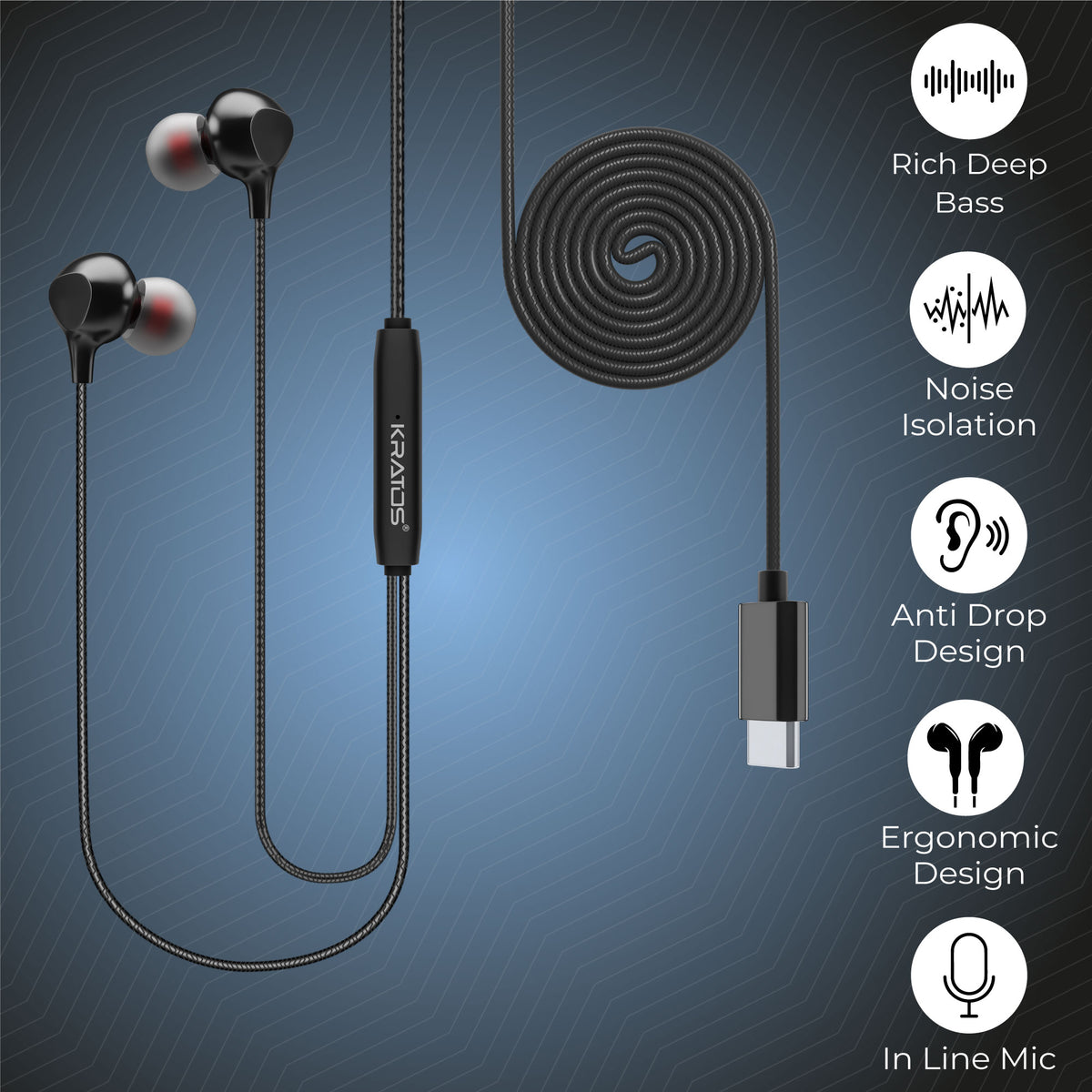 Kratos Thump-Pro Type C earphone