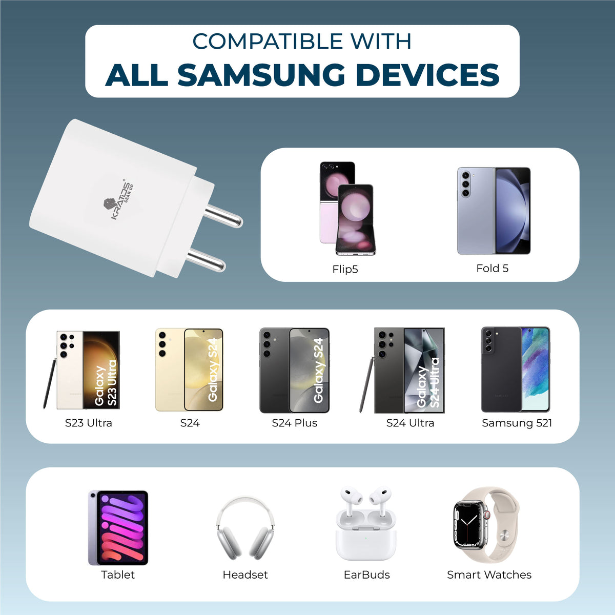 Kratos 25W Type-C Charger For Samsung Devices