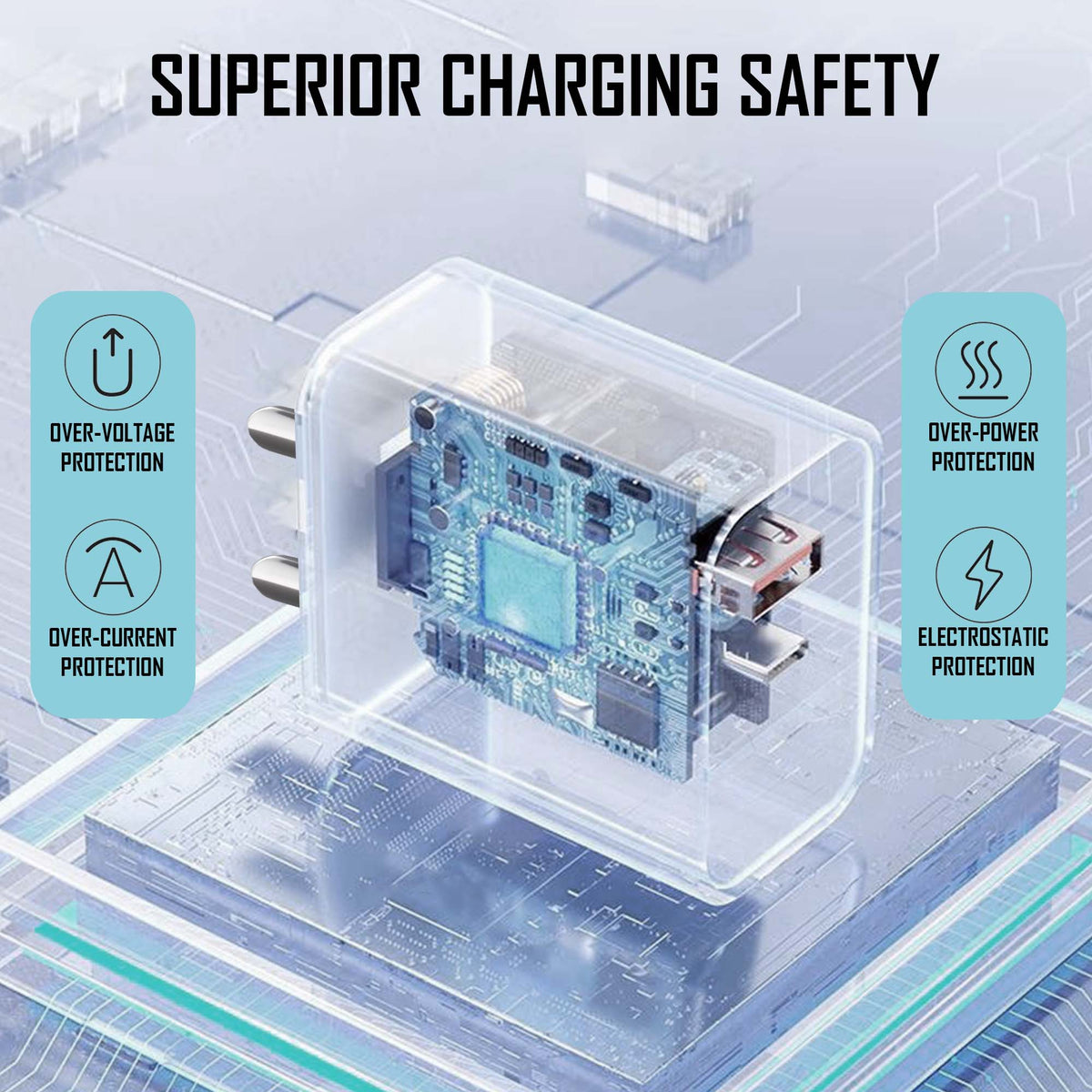 Kratos Power PQ1 45 W Charger Adapter, Dual Port (USB + Type C), Supports PD Charging via Type C Port, Compatible with Smartphones, Tablets &amp; Smartwatch, Fast Charger Type c,White