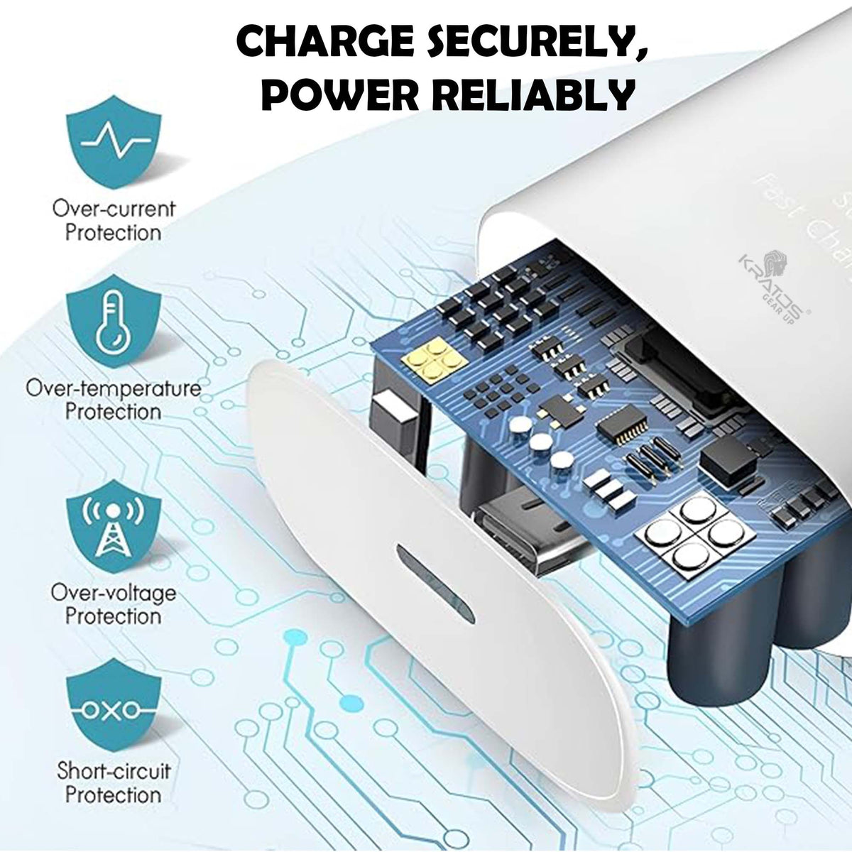 Kratos 25W Charger Adapter Compatible with Samsung Galaxy S/A/M/F/Z Series/S23/S22/S21/21 fe/S20/M14 5G/M34/M54/M53 5g/M33/M13/A34/A54 5G,F15/A15/A14/F14, for Samsung Charger Fast Charging,White