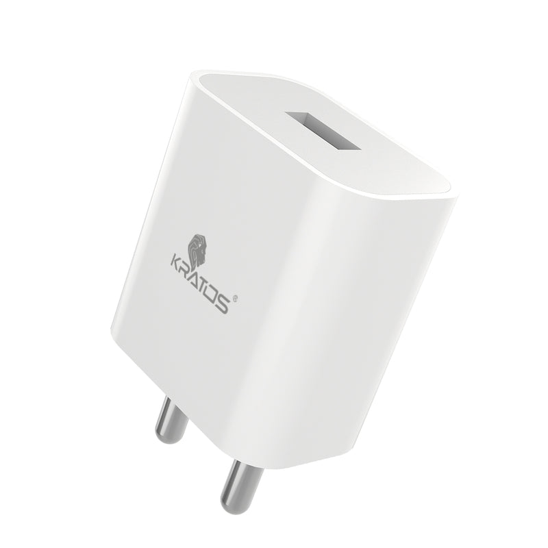 Kratos Power PQ3 12w Charger Adapter,Multi-Layer Protection, Travel-Friendly Design,Made in India, BIS Certified, Mobile Charger Adapter for Smartphones, Smartwaches, Earbuds & Other Gadgets