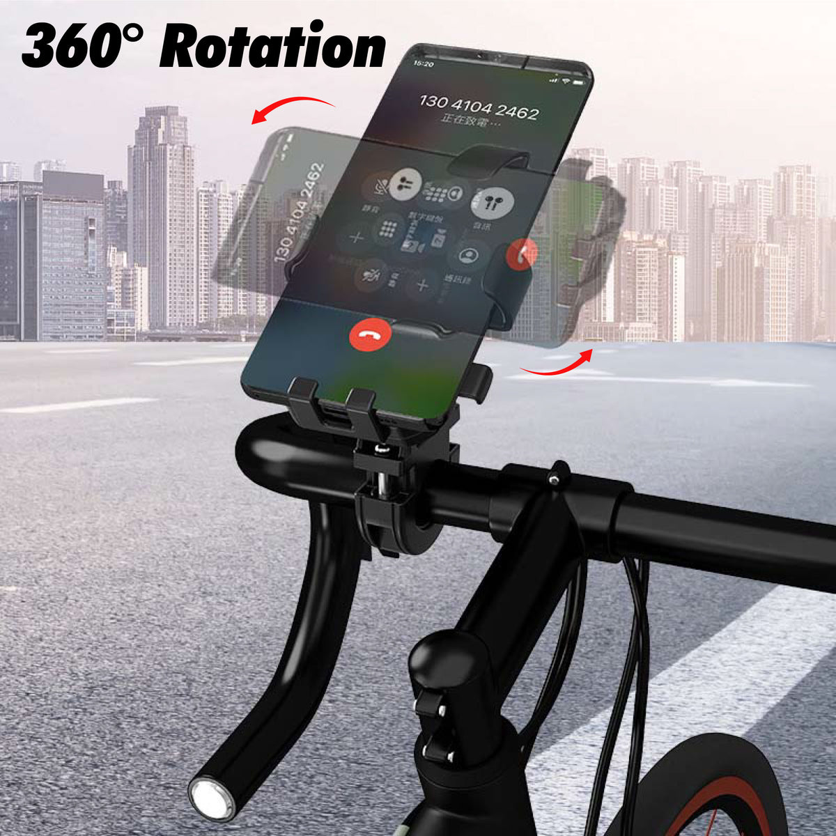 Kratos Mobile Holder for Bike with One-Touch Lock, 360° Rotating Adjustable Phone Mount for Bike Handlebar, Heavy Duty Shockproof Mobile Stand for Motorcycles, Universal Anti-Slip Bike Mobile Holder
