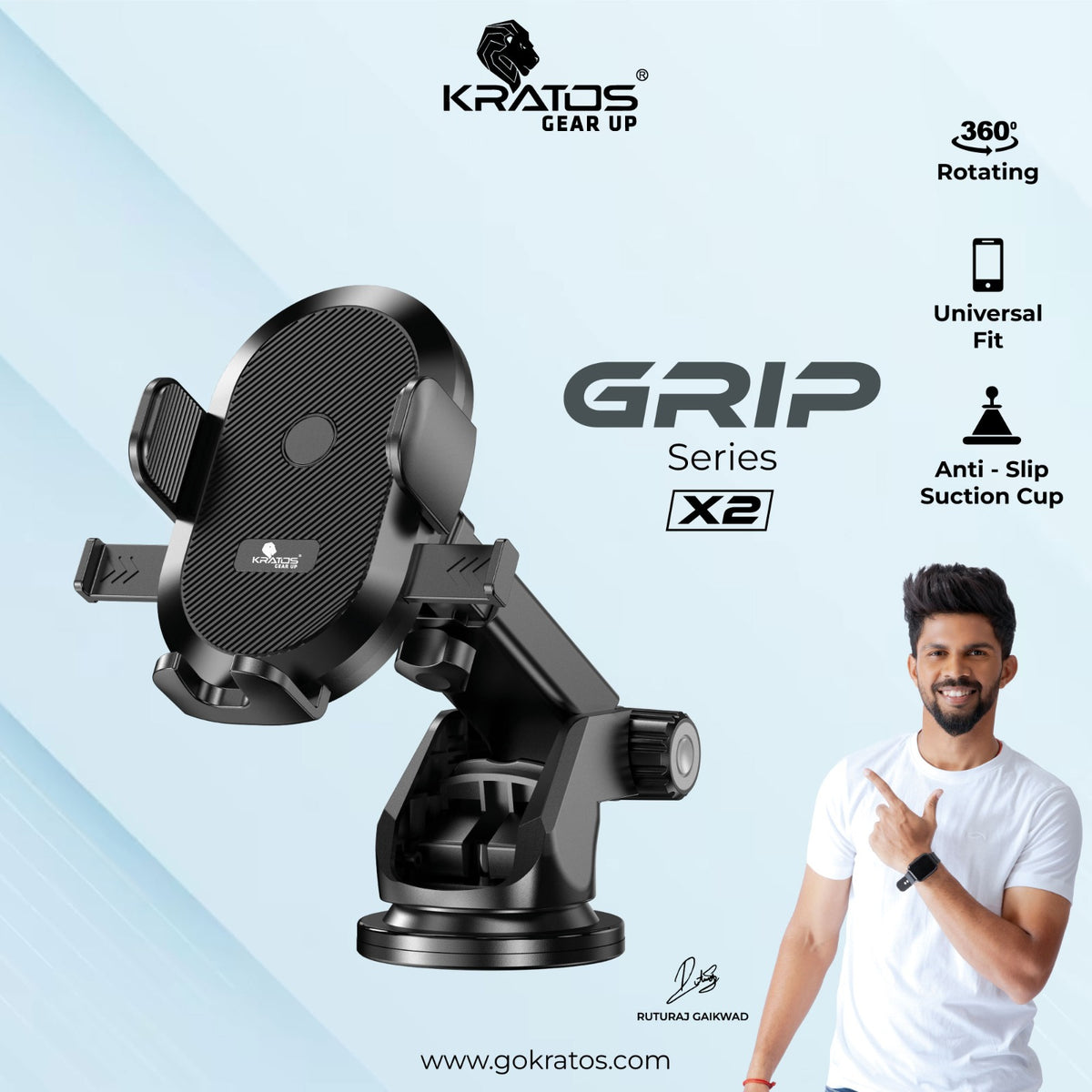 Kratos Grip X2 Universal Mobile Holder for Car