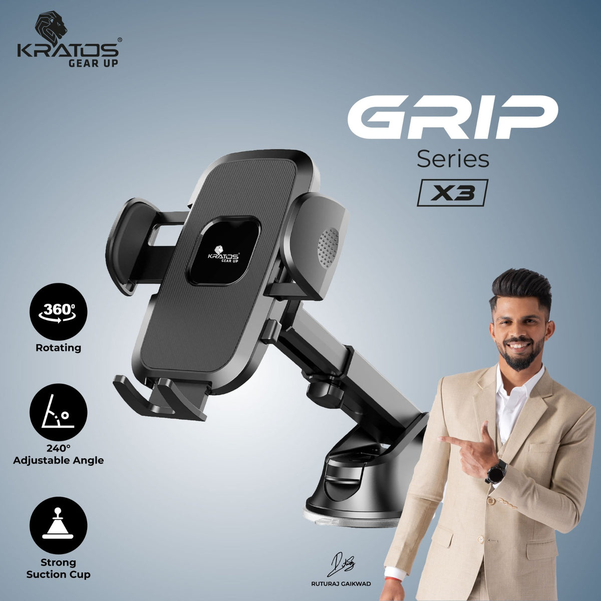 Kratos Grip X3 Universal Mobile Holder for Car