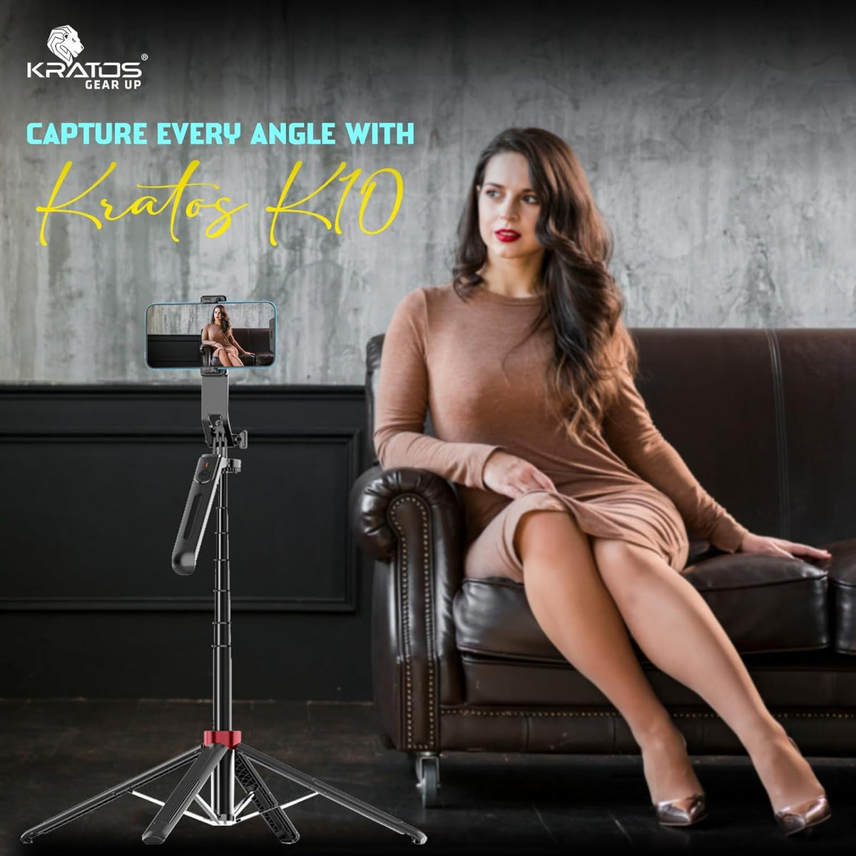 K10 selfie stick -71inch-360 degree rotation, Gimbal, Tripod for mobile