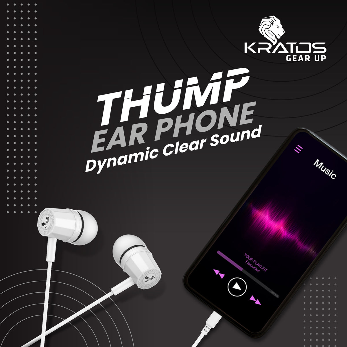 Kratos KR E02 Thump Ear Wired Earphone with Mic