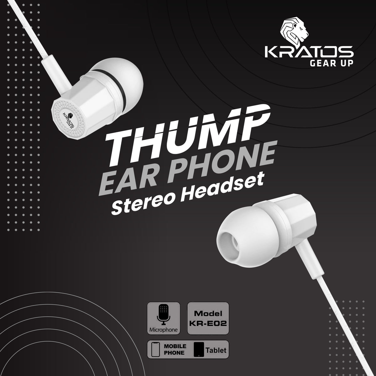Kratos KR E02 Thump Ear Wired Earphone with Mic