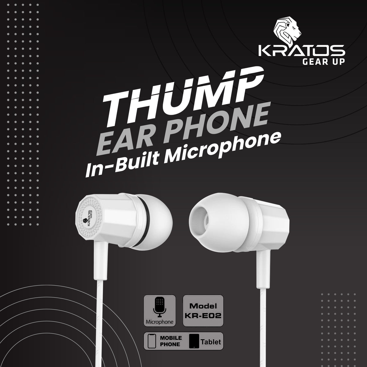 Kratos KR E02 Thump Ear Wired Earphone with Mic