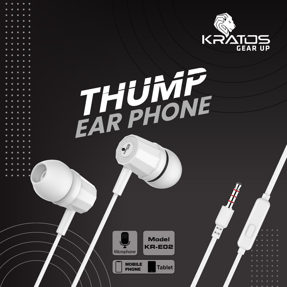 Kratos KR E02 Thump Ear Wired Earphone with Mic