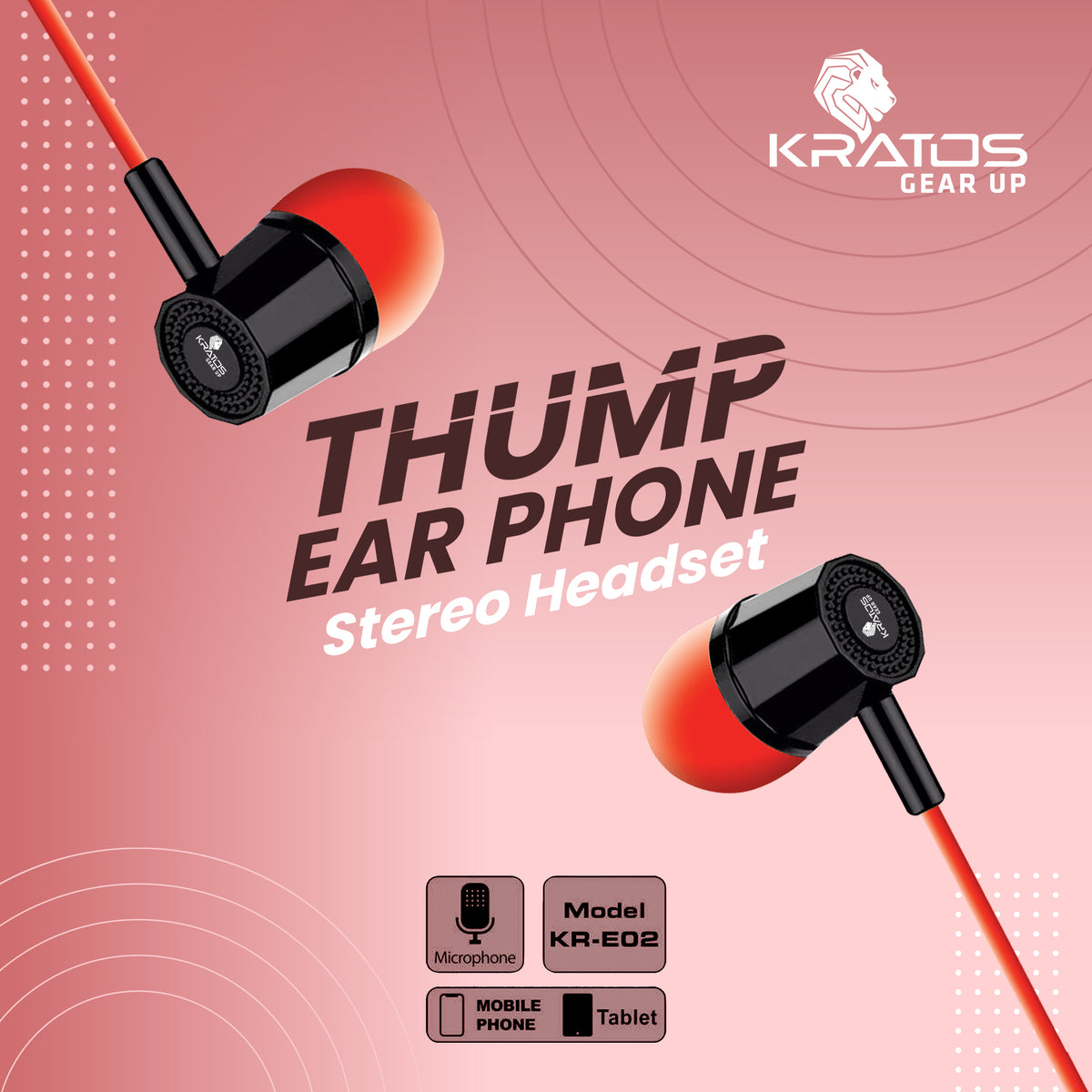 Kratos KR E02 Thump Ear Wired Earphone with Mic