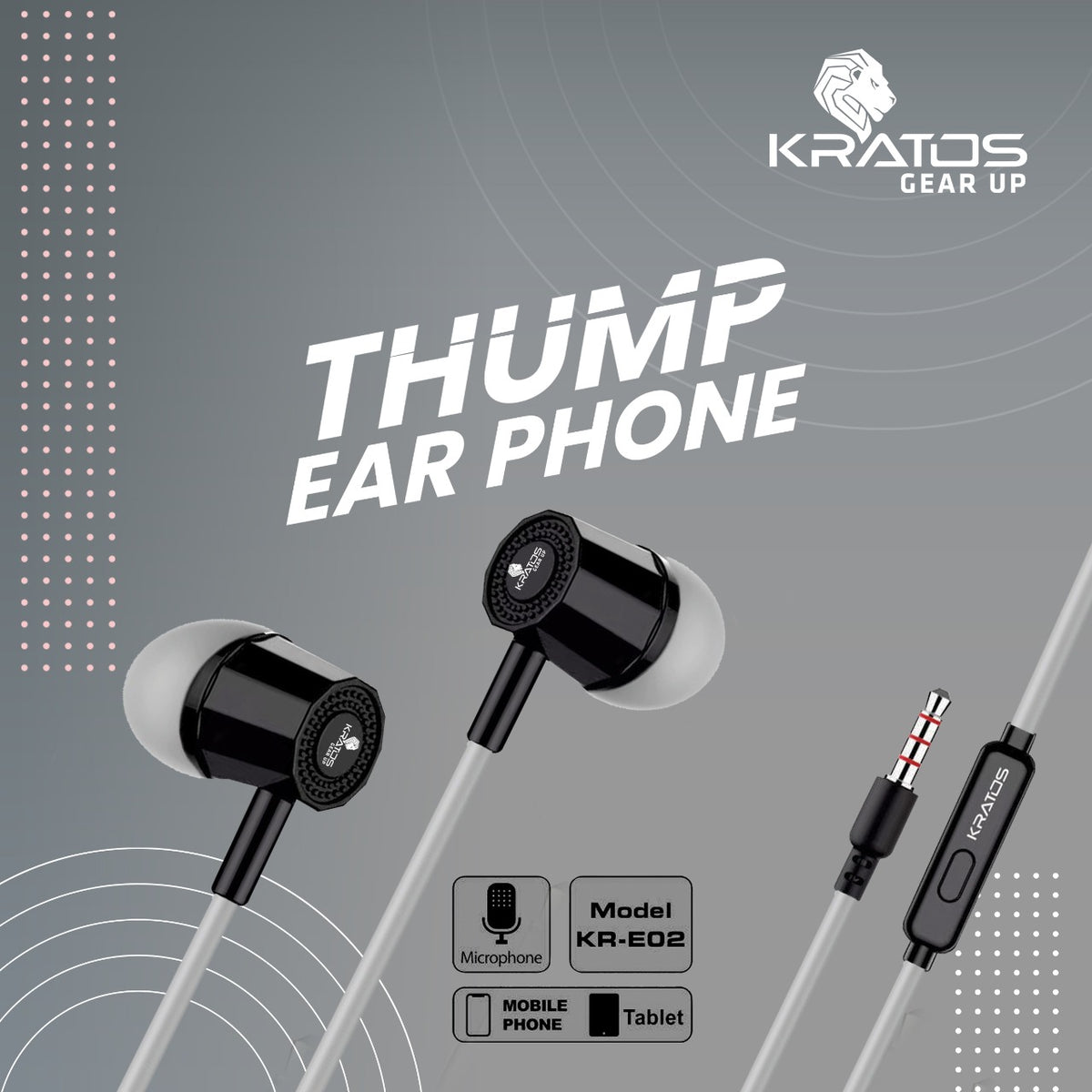 Kratos KR E02 Thump Ear Wired Earphone with Mic