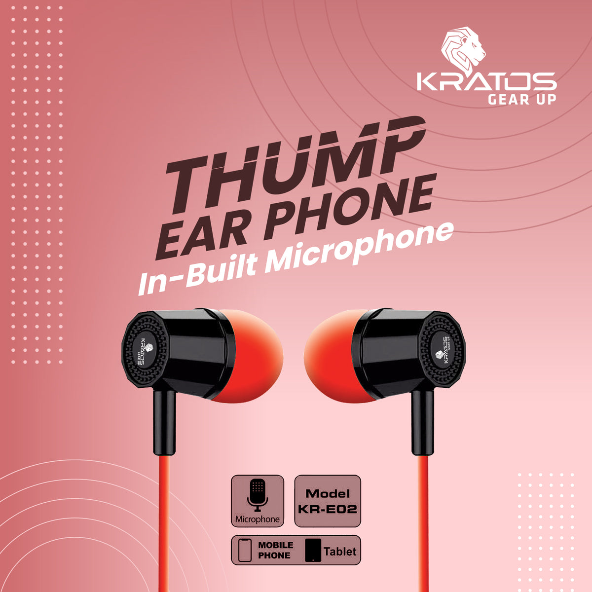 Kratos KR E02 Thump Ear Wired Earphone with Mic