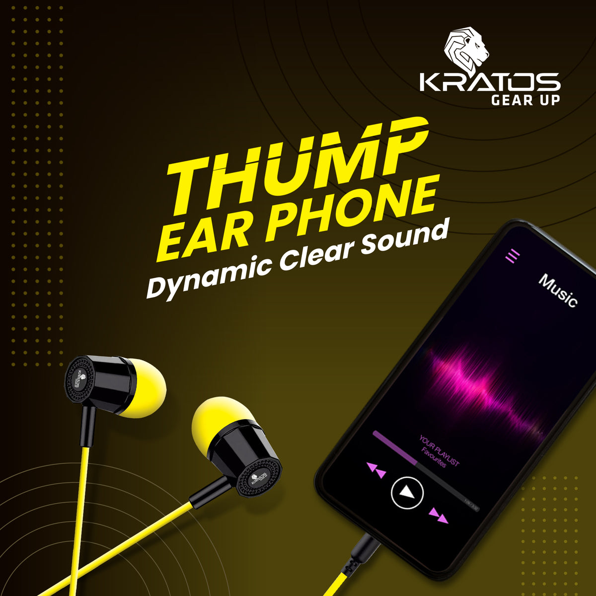 Kratos KR E02 Thump Ear Wired Earphone with Mic