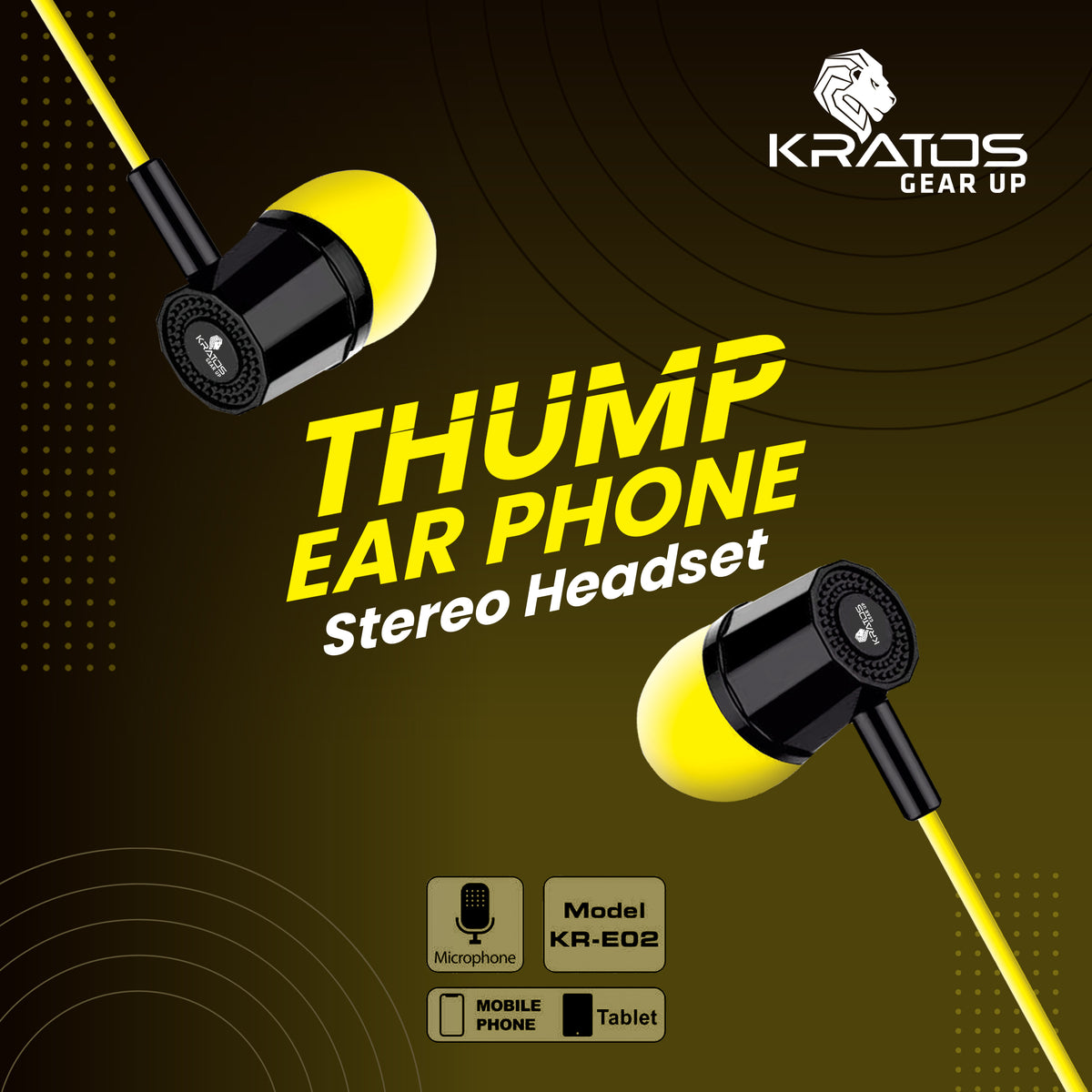 Kratos KR E02 Thump Ear Wired Earphone with Mic