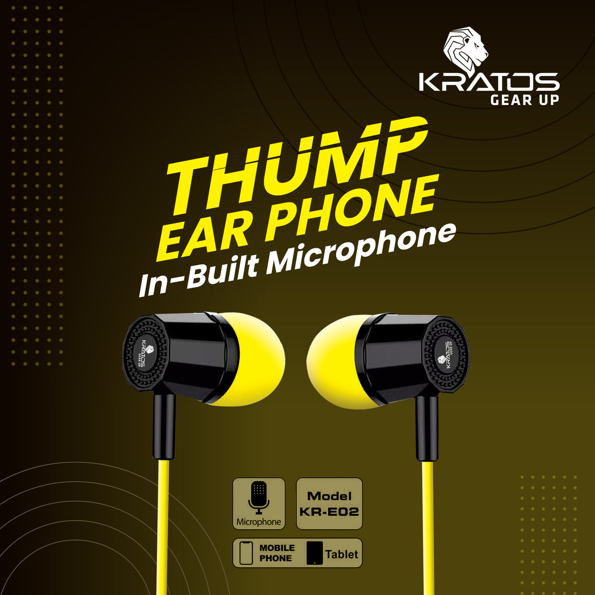 Kratos KR E02 Thump Ear Wired Earphone with Mic