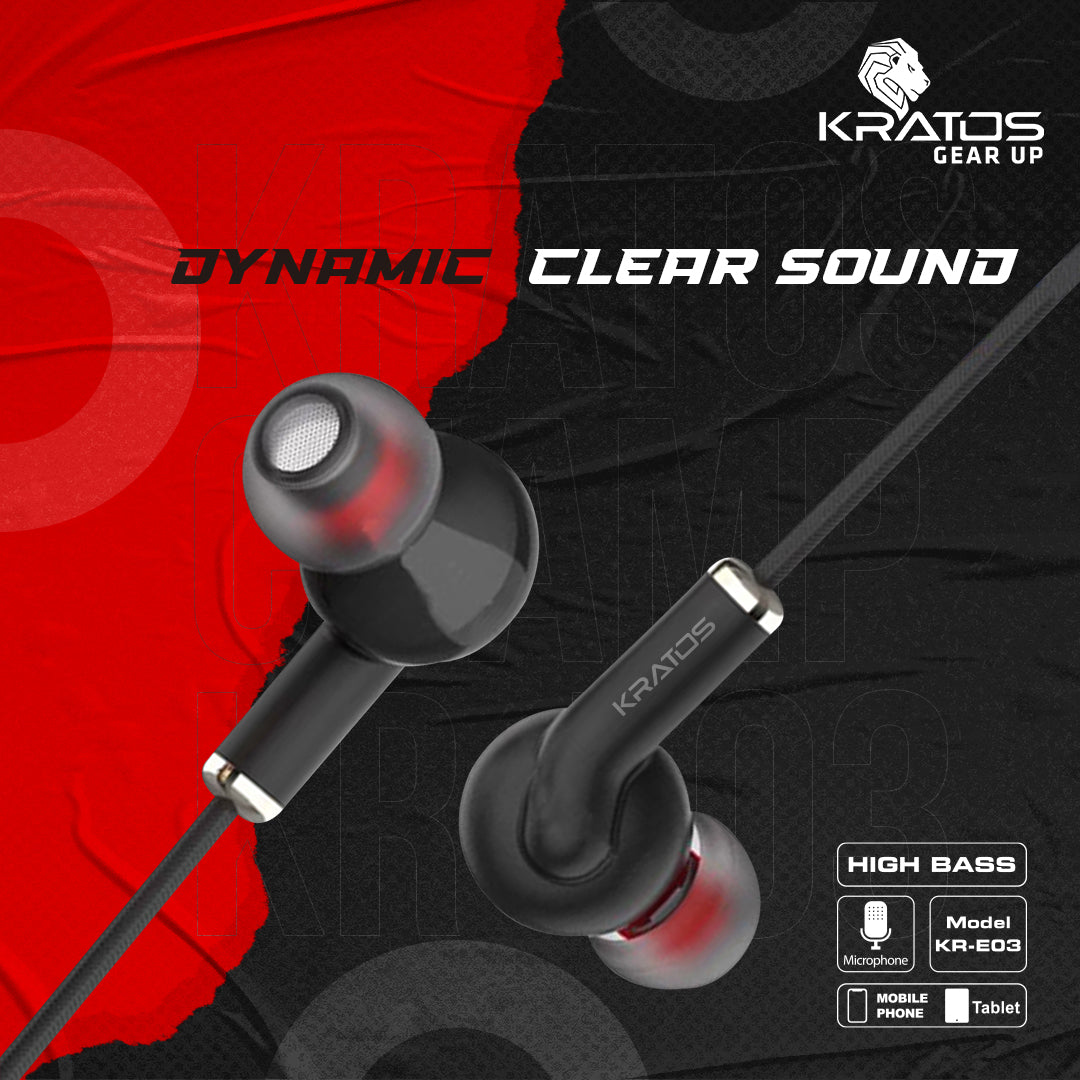 Kratos E03 Champ Ear Wired Earphone with Mic