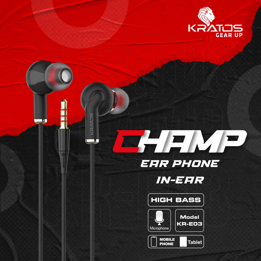 Kratos E03 Champ Ear Wired Earphone with Mic