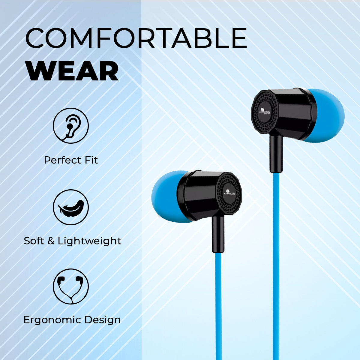 Kratos KR E02 Thump Ear Wired Earphone with Mic