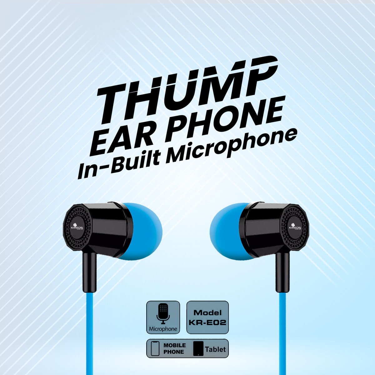 Kratos KR E02 Thump Ear Wired Earphone with Mic