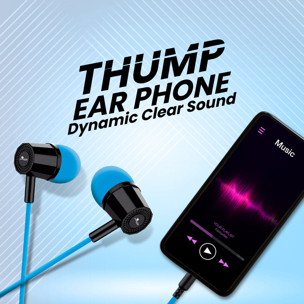 Kratos KR E02 Thump Ear Wired Earphone with Mic