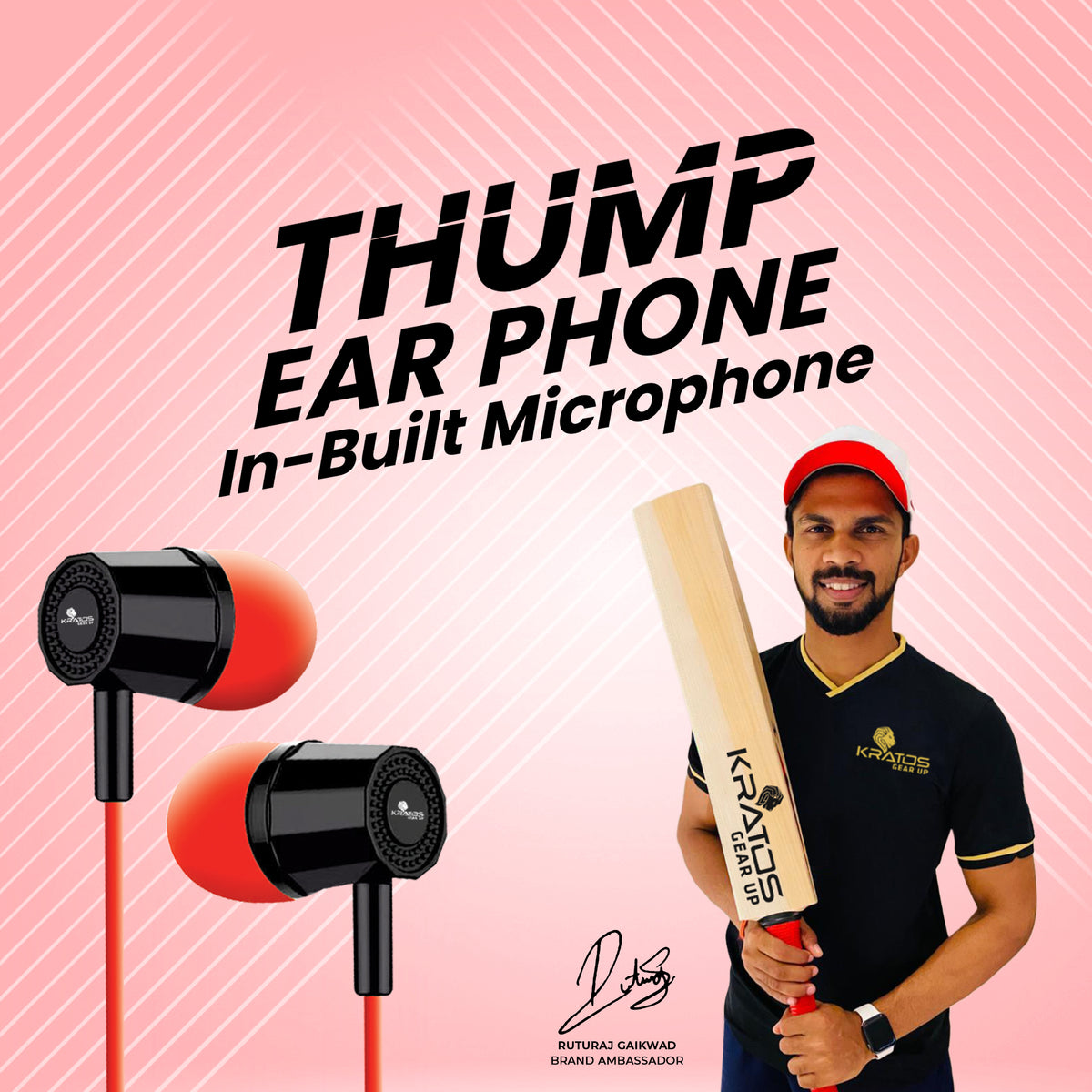 Kratos KR E02 Thump Ear Wired Earphone with Mic