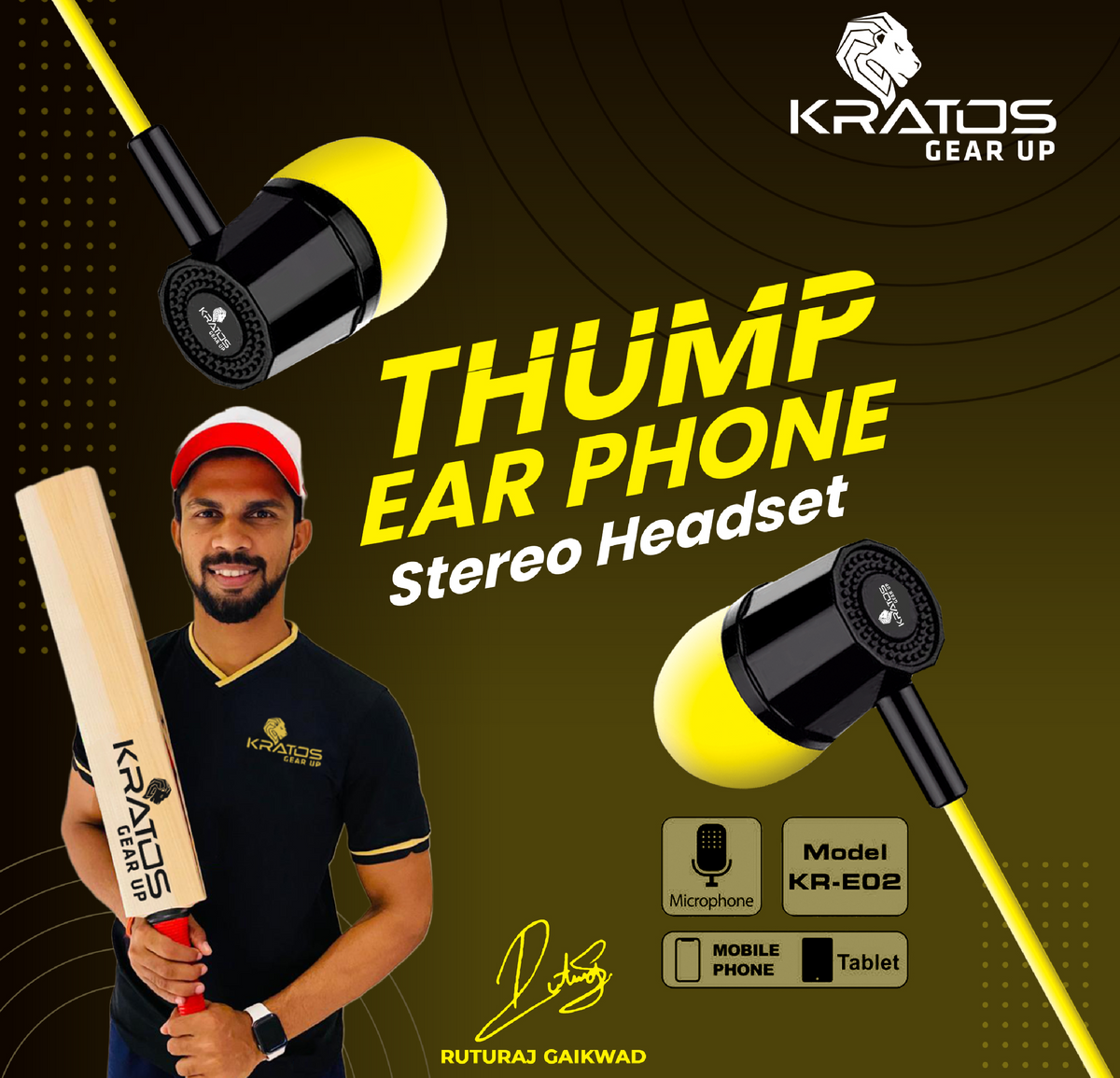 Kratos KR E02 Thump Ear Wired Earphone with Mic