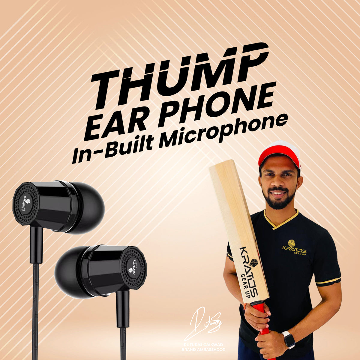 Kratos KR E02 Thump Ear Wired Earphone with Mic