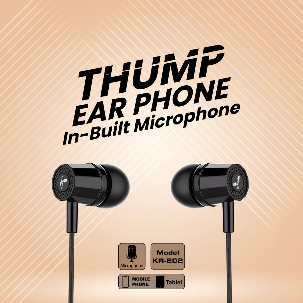 Kratos KR E02 Thump Ear Wired Earphone with Mic