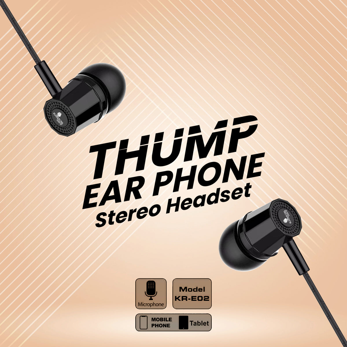 Kratos KR E02 Thump Ear Wired Earphone with Mic